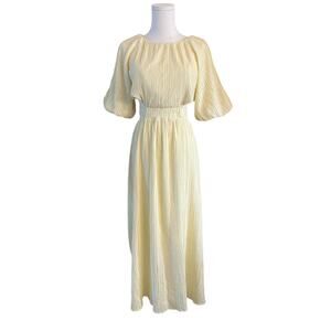 HYFVE Sunny Yellow Cutout Midi Dress – Breezy Summer Style Dress Size Medium